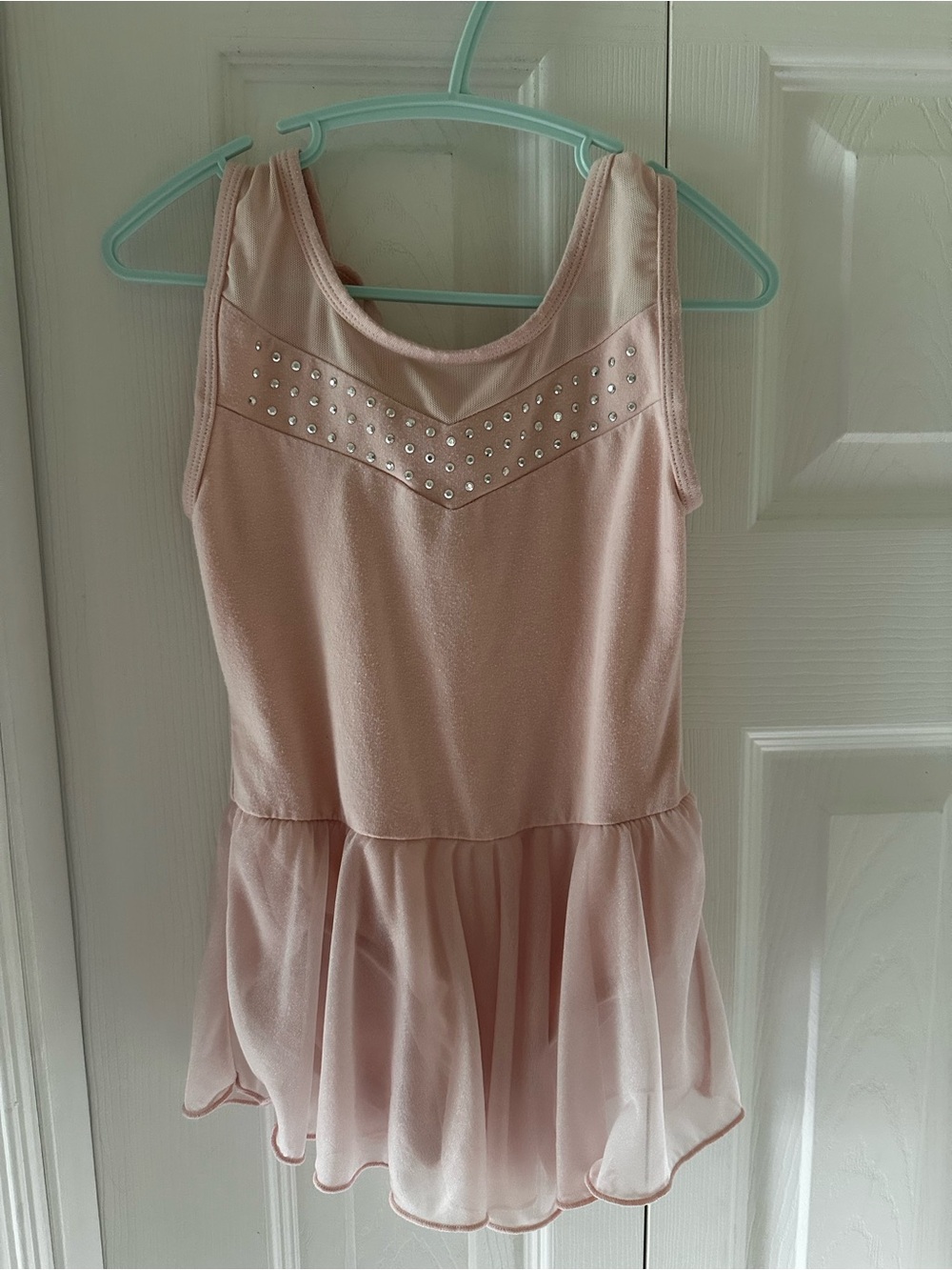 Girls Pink Embellished Chiffon Dance Bodysuit Dress